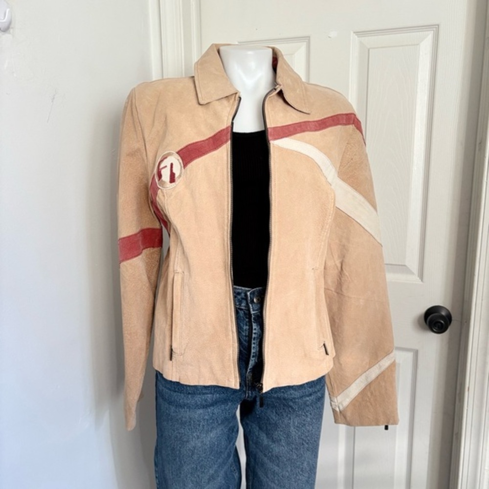 Vintage Tan and Red Women's Jacket